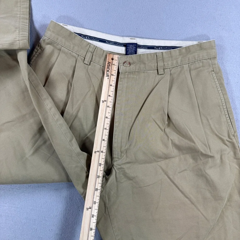 Polo Ralph Lauren Hammond Pant Men 33x32 Tan Pleated Chino Cotton Casual Classic